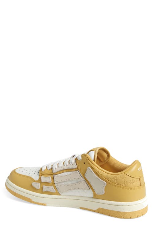 Amiri Yellow Debossed Ma Quad Skel Top Low Sneakers In Champagne