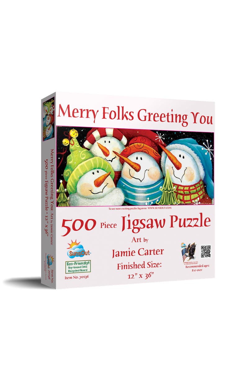 Sunsout Merry Folks Greeting You 500 piece Jigsaw Puzzle for Adults, Main, color, Multicolor
