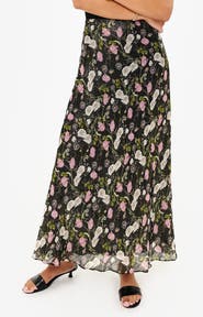 CAMI NYC Jayna Floral Metallic Chiffon Maxi Skirt