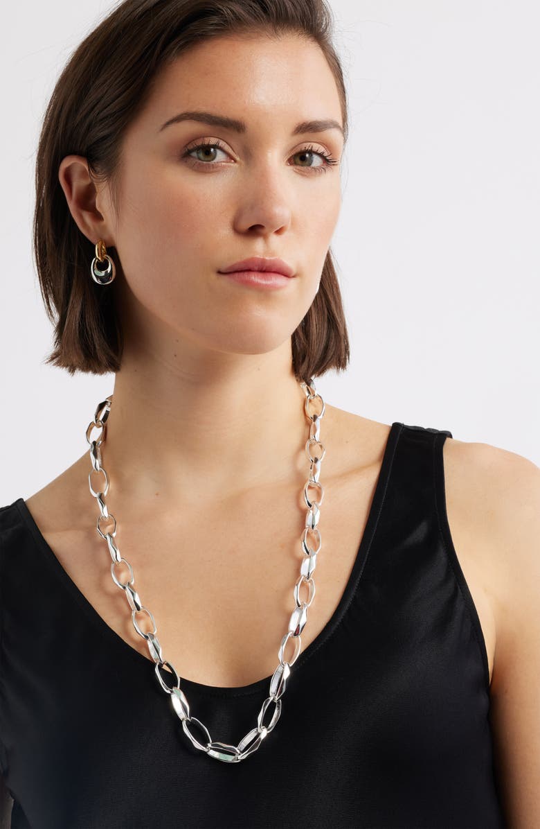 Nordstrom Open Link Necklace, Alternate, color, Silver