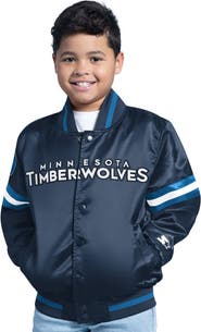 STARTER Youth Navy Minnesota Timberwolves Scrimmage Full-Snap Varsity Jacket