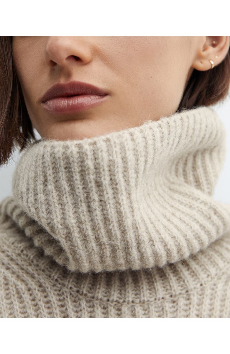 MANGO Turtleneck Long Sleeve Rib Sweater Dress, Alternate, color, 