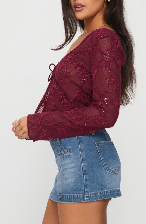 Princess Polly Darbi Denim Miniskort In Burgundy