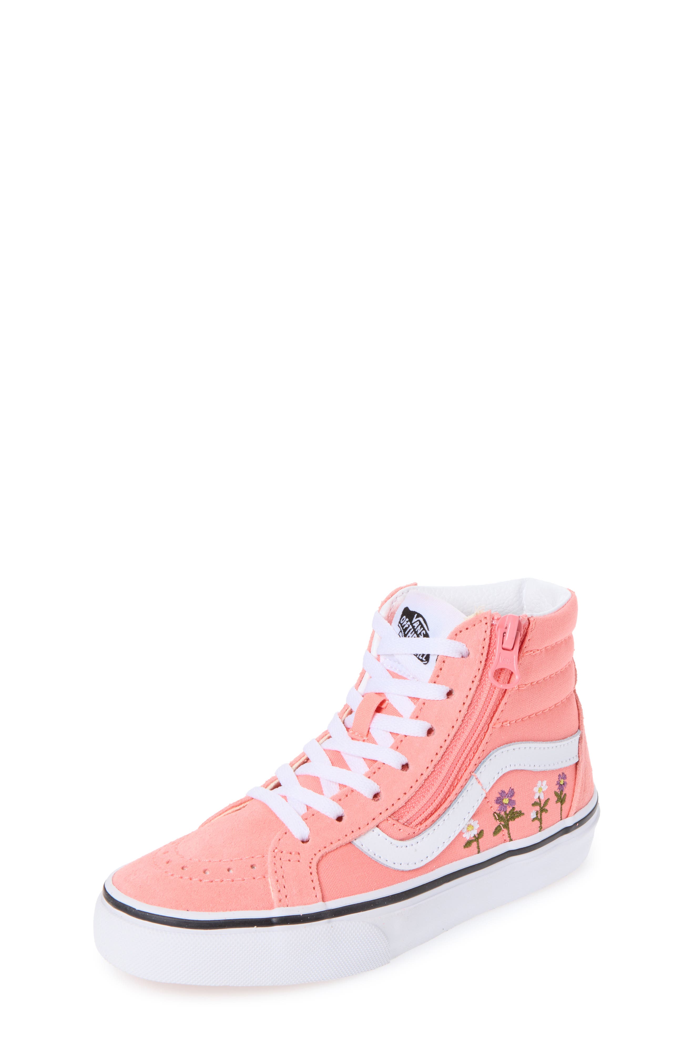 Kids' Sk8-Hi Reissue Side Zip Sneaker, Main, color, FLORAL EMBROIDERY SUNSET PINK