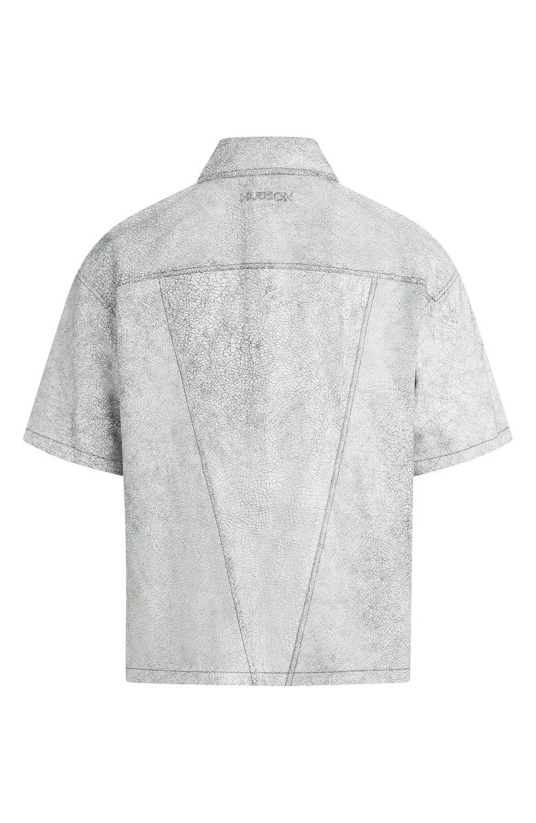 Hudson Jeans Leather Zip Front Shirt, Alternate, color, Cracked White