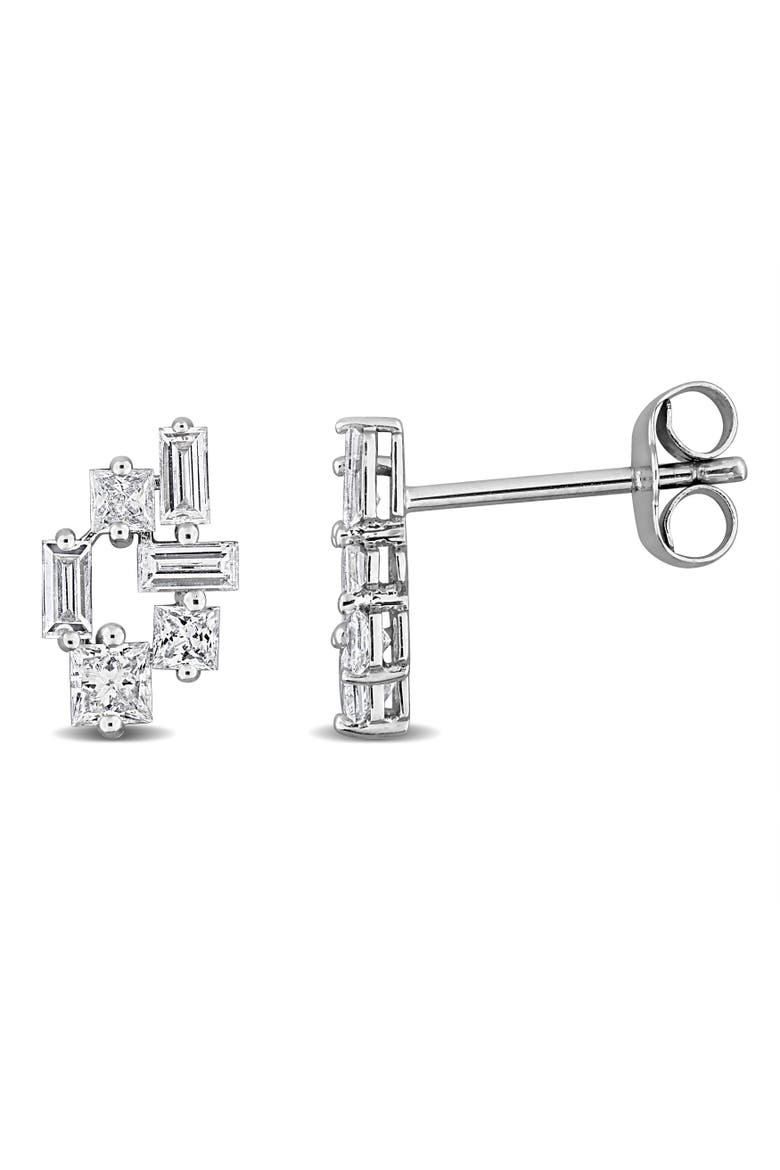 Lab-Grown Diamond Open Cluster Earrings 14k, Main, color, White Gold
