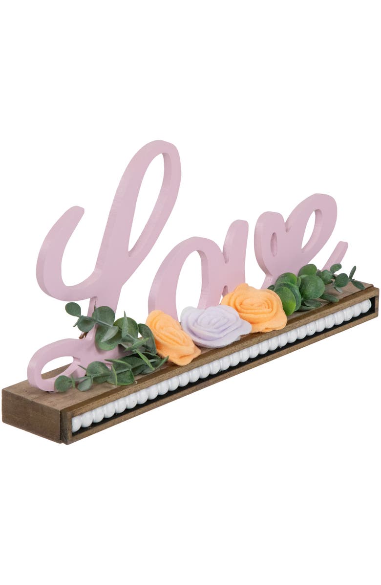 Northlight Love with Flowers Wooden Valentine's Day Sign - 11.25", Alternate, color, Pink