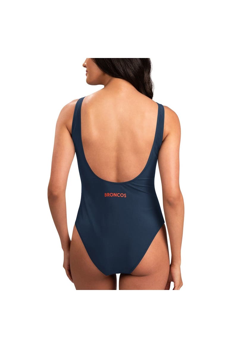 Women's G-III 4Her by Carl Banks Navy Denver Broncos Making Waves One-Piece Swimsuit, Alternate, color, Navy