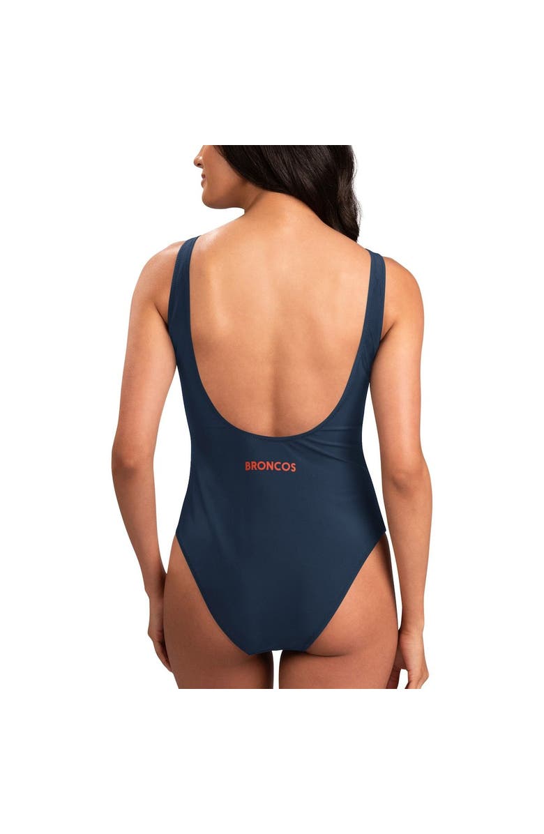 G-III 4HER BY CARL BANKS Women's G-III 4Her by Carl Banks Navy Denver Broncos Making Waves One-Piece Swimsuit, Alternate, color,
