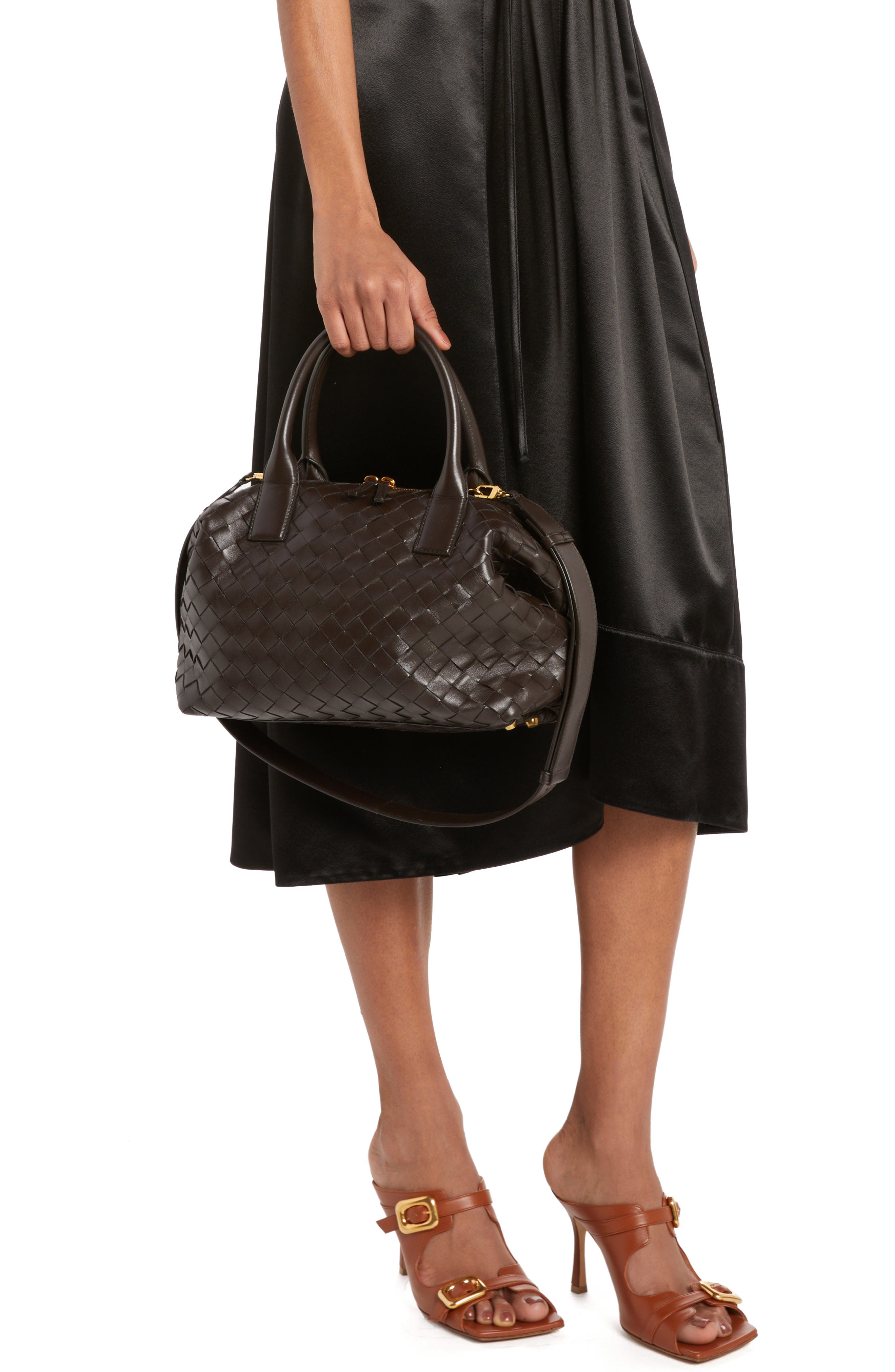 Bottega Veneta Medium Bauletto Intreciatto Leather Satchel, Alternate, color, 