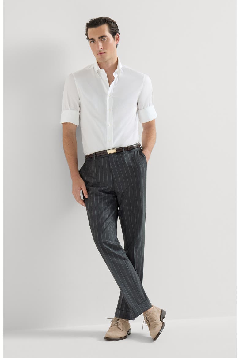 Wide chalk stripe trousers, Alternate, color, Grey