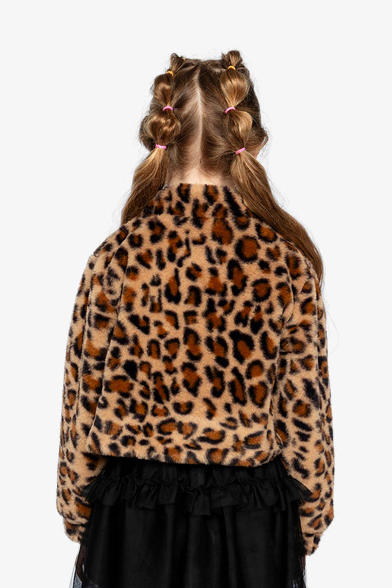 Leopard Faux Fur Button Front Side Pocket Jacket, Alternate, color, Brown with Leopard Print