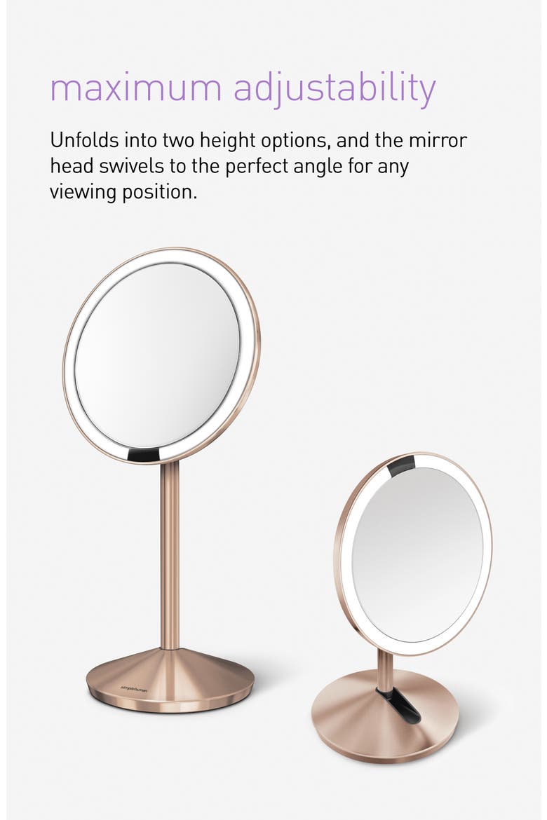 5-Inch Mini Countertop Sensor Makeup Mirror, Alternate, color, ROSE GOLD