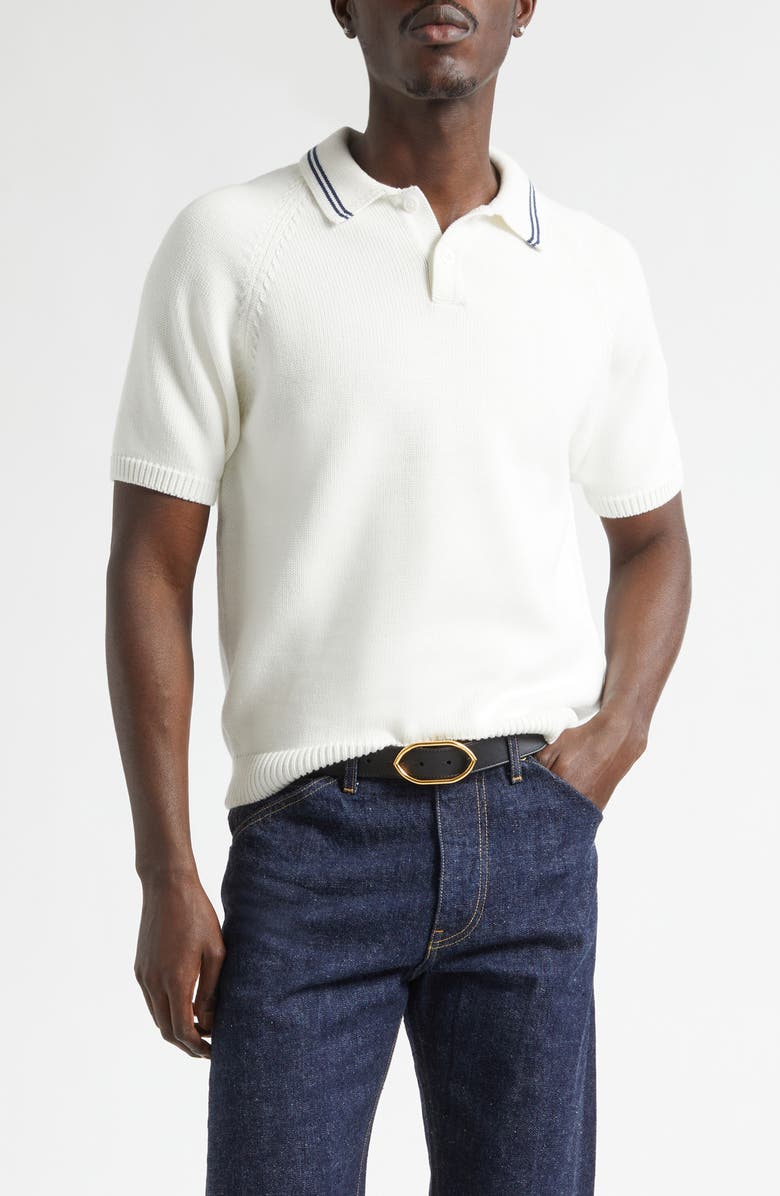 Noah Cotton Polo Sweater, Main, color, White/ Navy