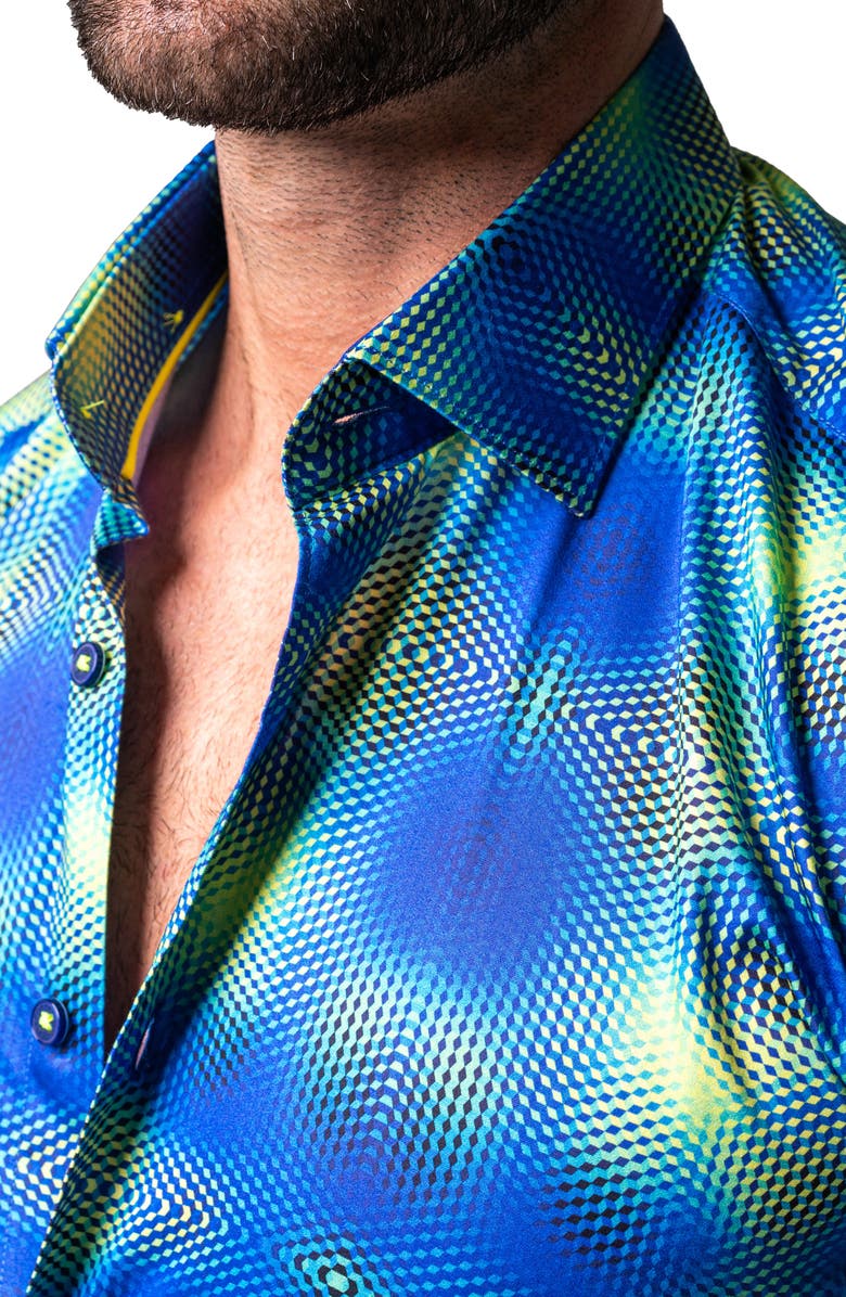 Maceoo Galileo Fuzzy Regular Fit Short Sleeve Button-Up Shirt, Alternate, color, Blue