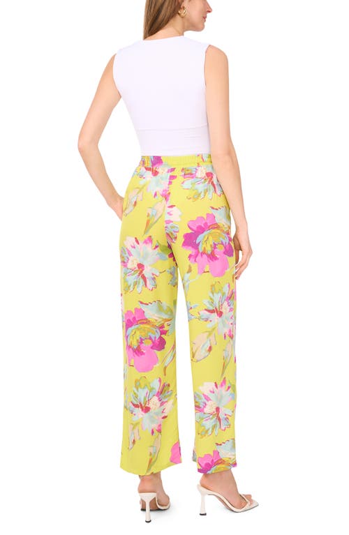 Shop Vince Camuto Floral Drawstring Pants In Lime Green