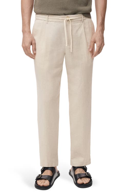 Mango Slim Fit Pants With Drawstring Waist In White