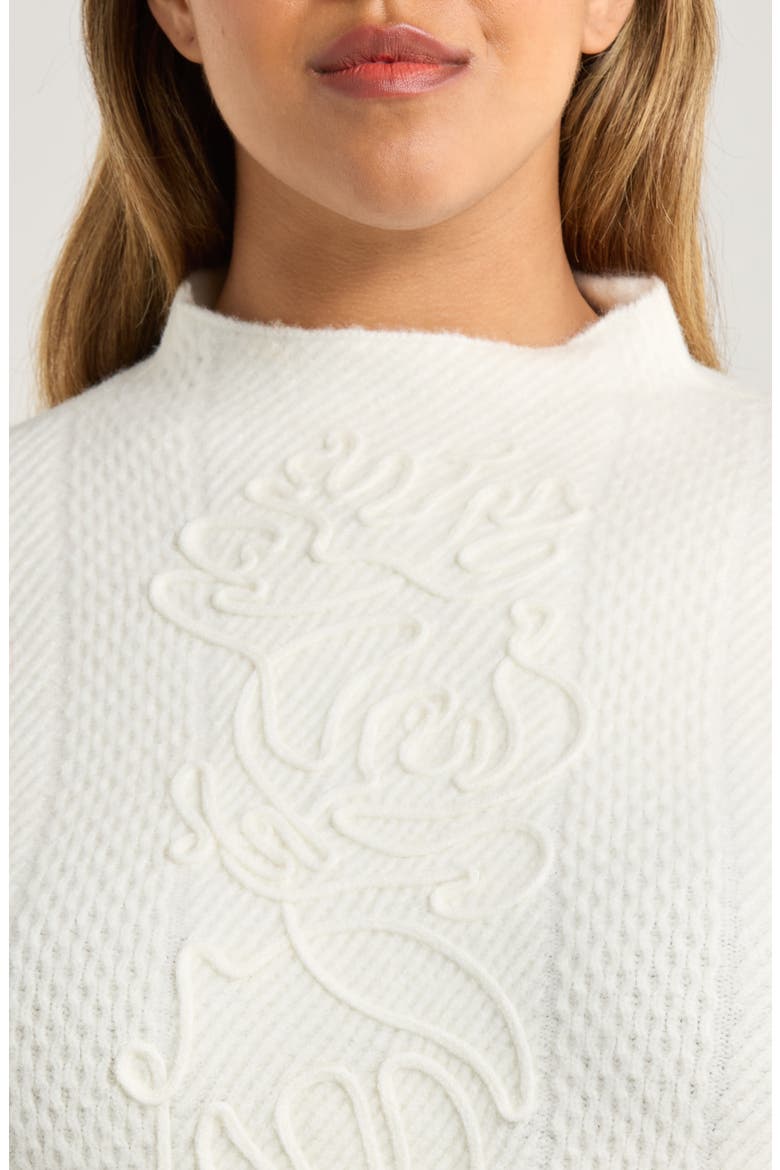 Embroidered Funnel Neck Sweater, Alternate, color, WHITE DOVE