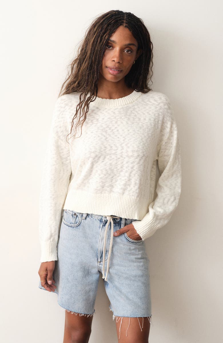 Marine Layer Sea Breeze Cotton Crewneck Sweater, Alternate, color, Antique White