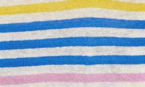 Shop Boden Liv Stripe V-neck Linen Sweater In Blue Multi