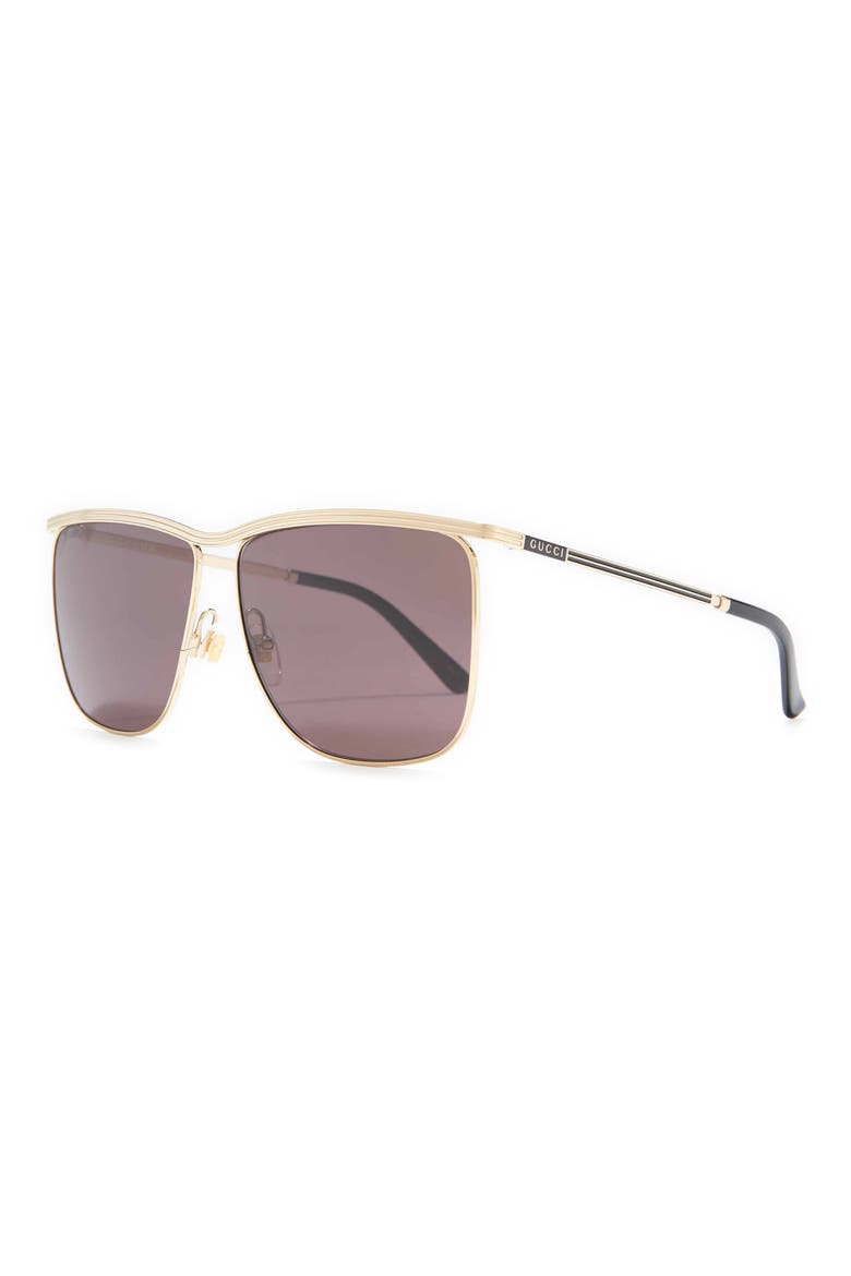 62mm Square Top Sunglasses, Alternate, color, GOLD
