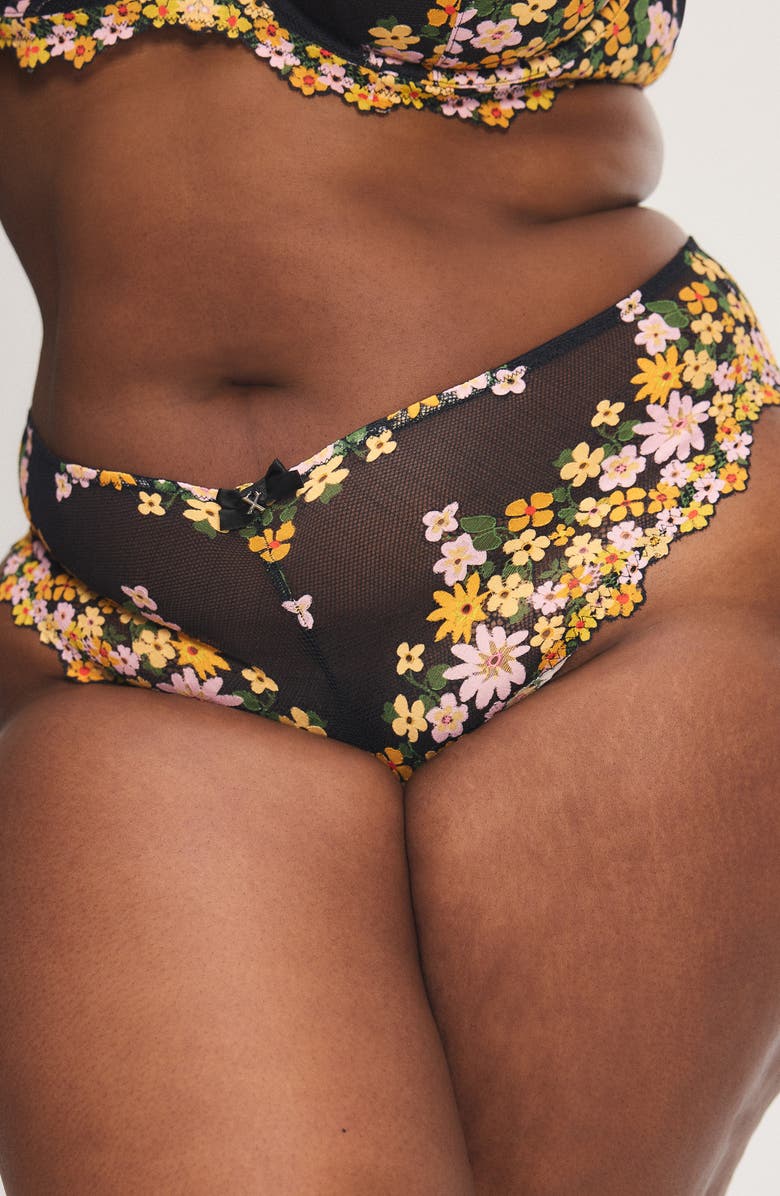 SAVAGE X FENTY Wonderfleur Cheeky Briefs, Alternate, color, Black Caviar