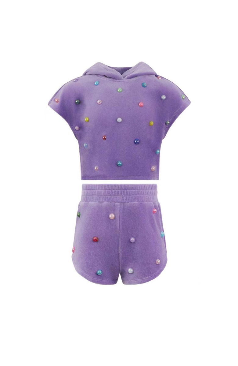 Lola + The Boys Rainbow Candy Short Set, Main, color, Purple