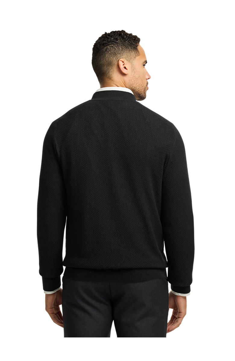 Paul Fredrick Silk Cotton Cashmere Quarter Zip Mock Neck Sweater, Alternate, color, Black