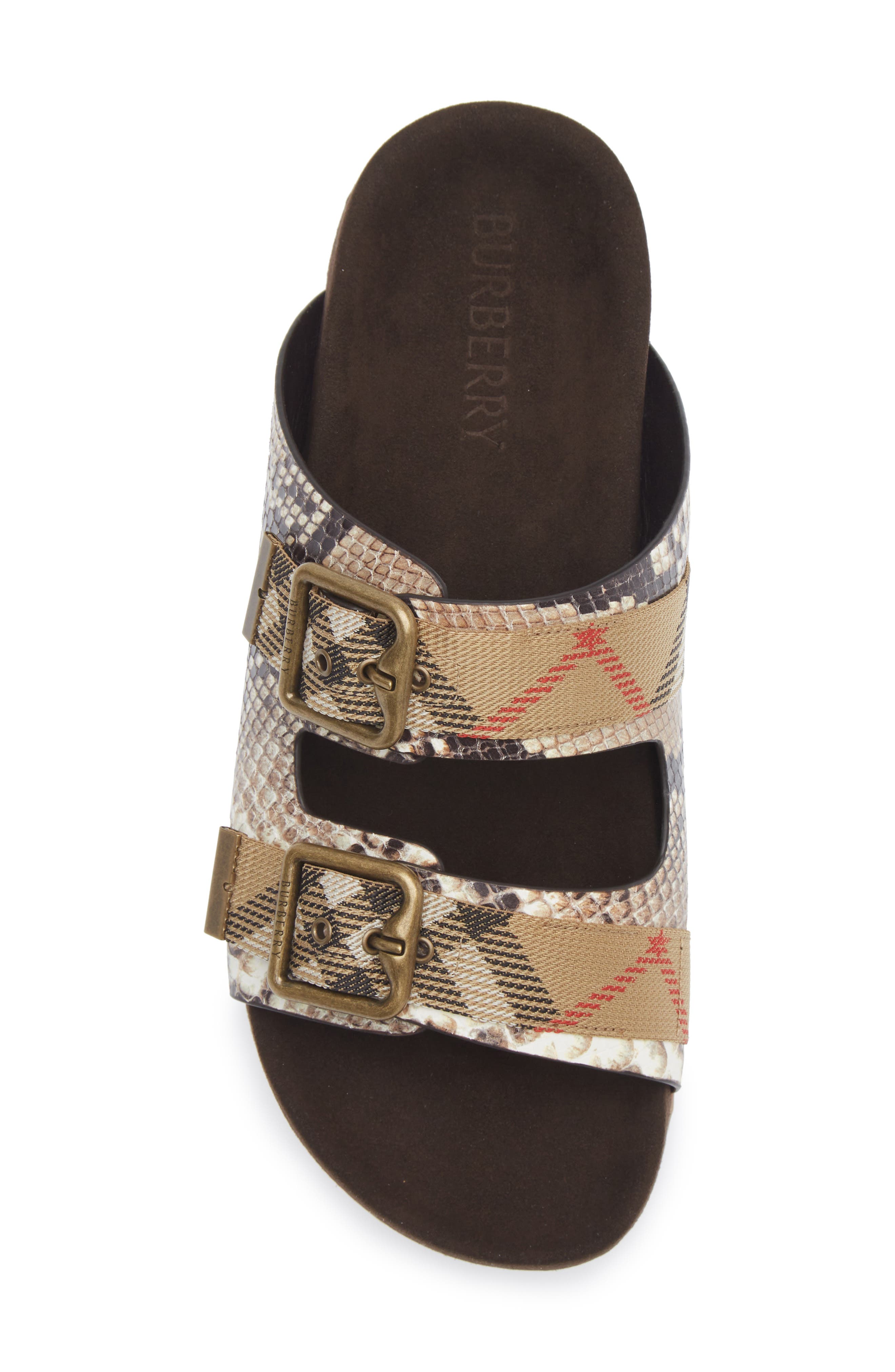 Burberry Urchin Snakeskin Embossed Slide Sandal, Alternate, color, Serpent