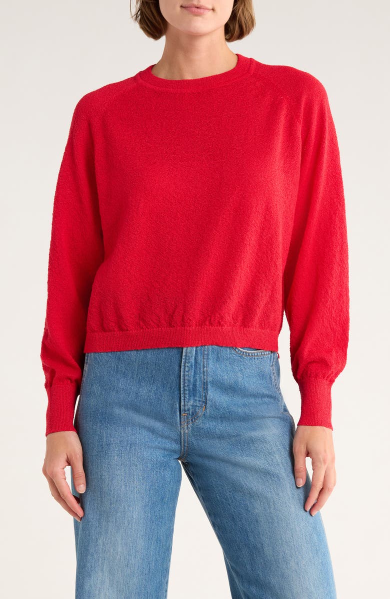 INDUSTRY REPUBLIC CLOTHING Textured Crop Sweater, Main, color, Red