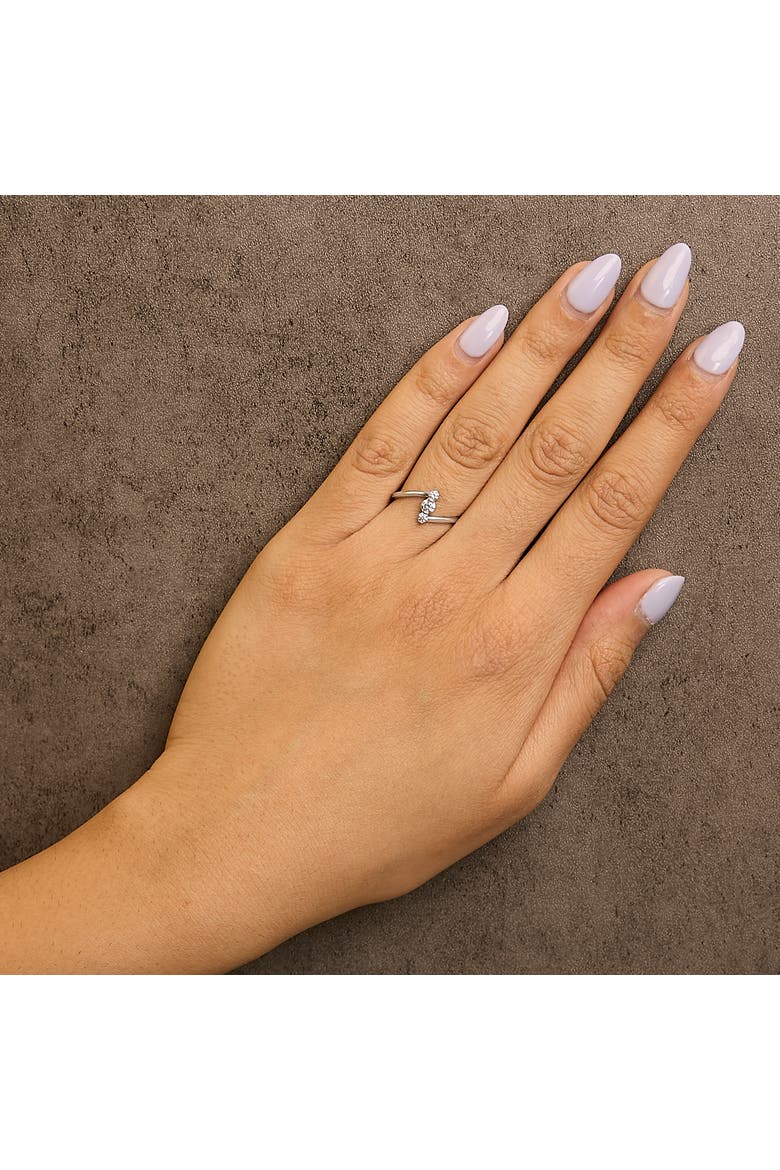 10K Gold 1/4 Cttw Lab Grown Diamond Vertical Three Stone Ring, Alternate, color, White