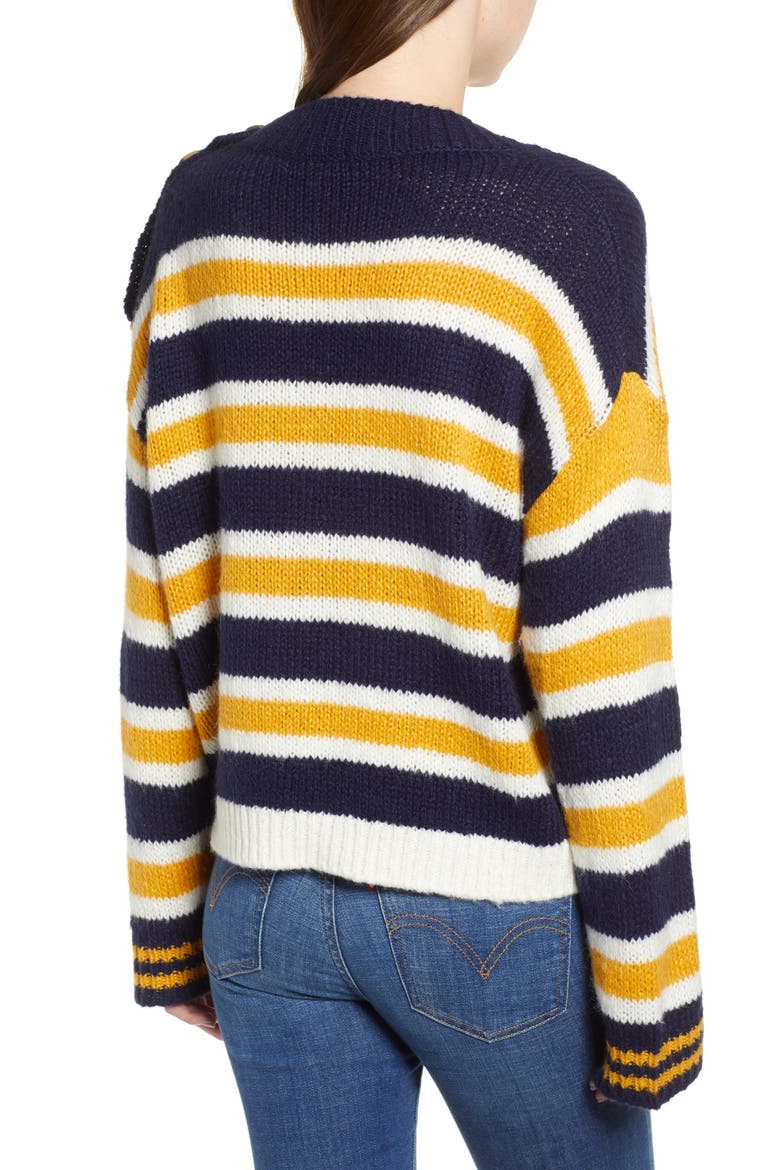 Button Shoulder Stripe Sweater, Alternate, color, NAVY MARITIME CAITLYN STRIPE