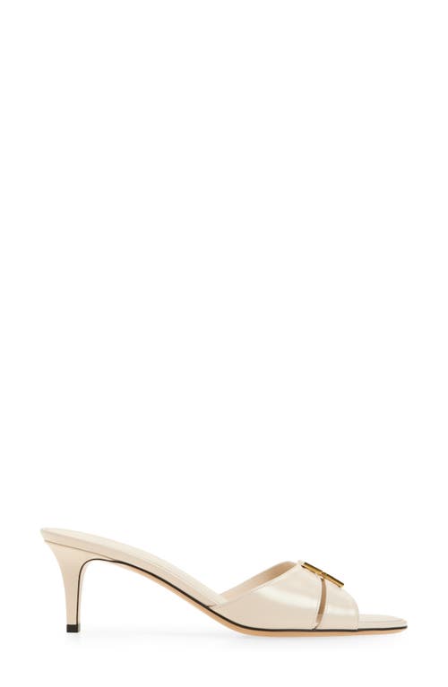 Fendi White Leather Medium-heeled Sandals In Shell