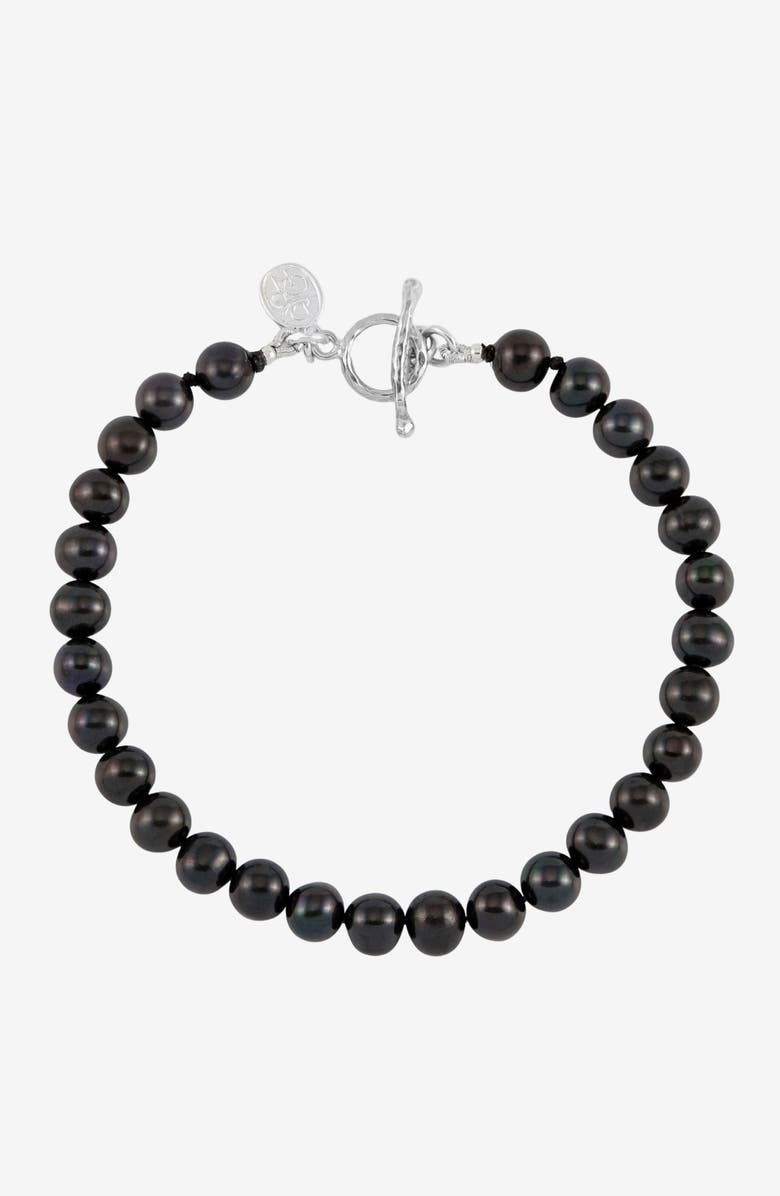 Dower & Hall Men's Black Pearl Bracelet, Main, color, Sterling Silver