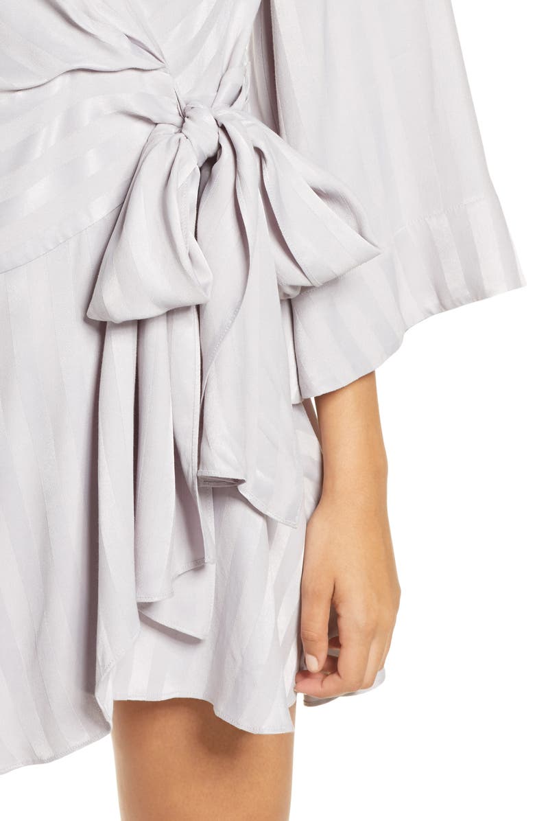 Significant Other Serenity Stripe Satin Wrap Minidress, Alternate, color, 