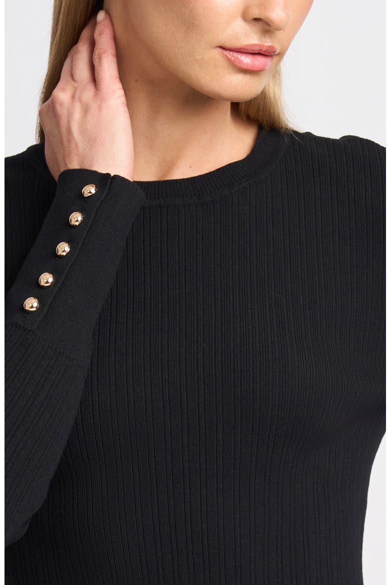 Karla Button Cuff Minidress, Alternate, color, RICH BLACK