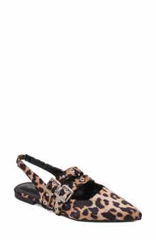 Fabiola Double Buckle Pointed Toe Slingback Flat