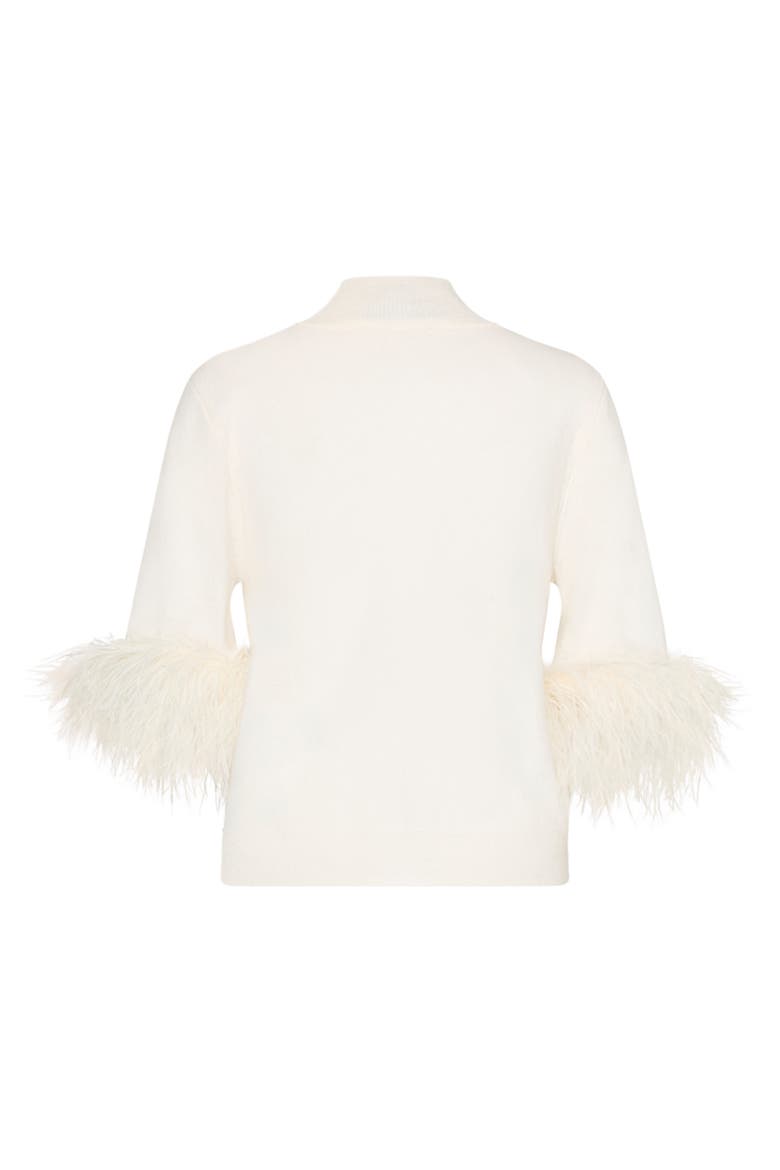Feather Cuff Short Sleeve Sweater, Main, color, ECRU