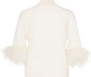 Milly Feather Cuff Short Sleeve Sweater