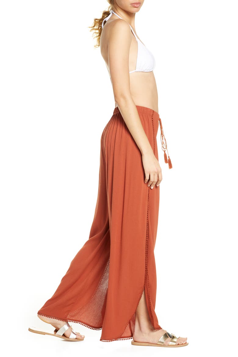 Ana Smocked Split Leg Pants, Alternate, color, BROWN SPICE
