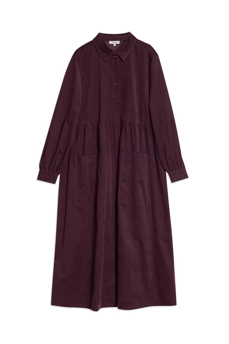 Cord Placket Midi Dress, Alternate, color, Burgundy