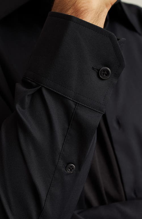 Bonobos Solid Black Woven Nylon Blend Button-up Shirt In Jet Black