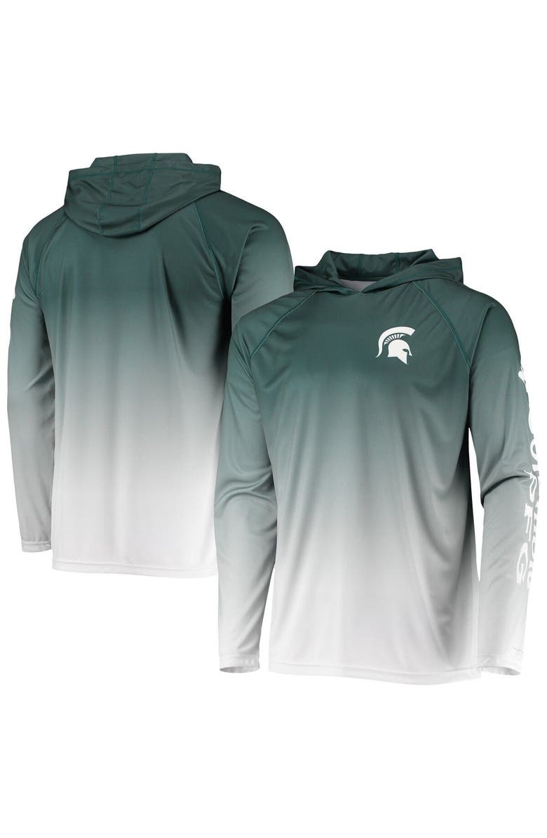 Columbia Men's Columbia PFG Green Michigan State Spartans Terminal Tackle Omni-Shade UPF 50 Long Sleeve Hooded Top, Main, color, 