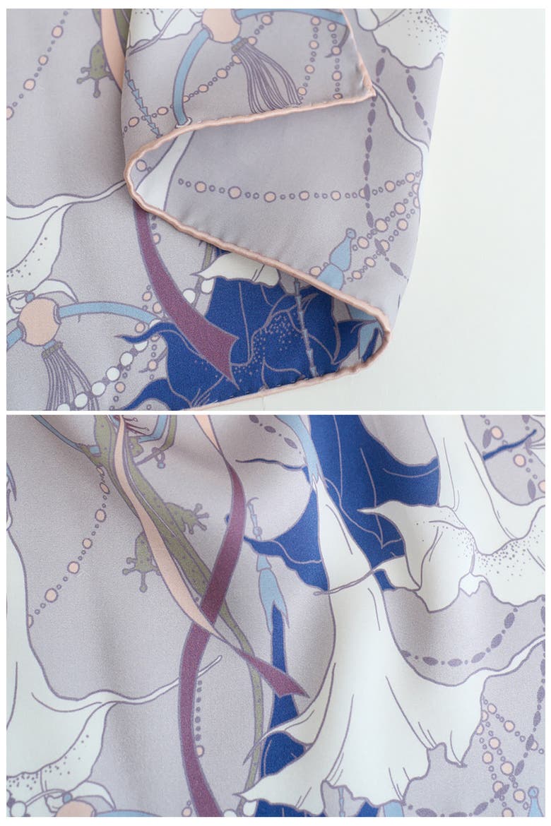 Datura Silk Pocket Square, Alternate, color, SILVER