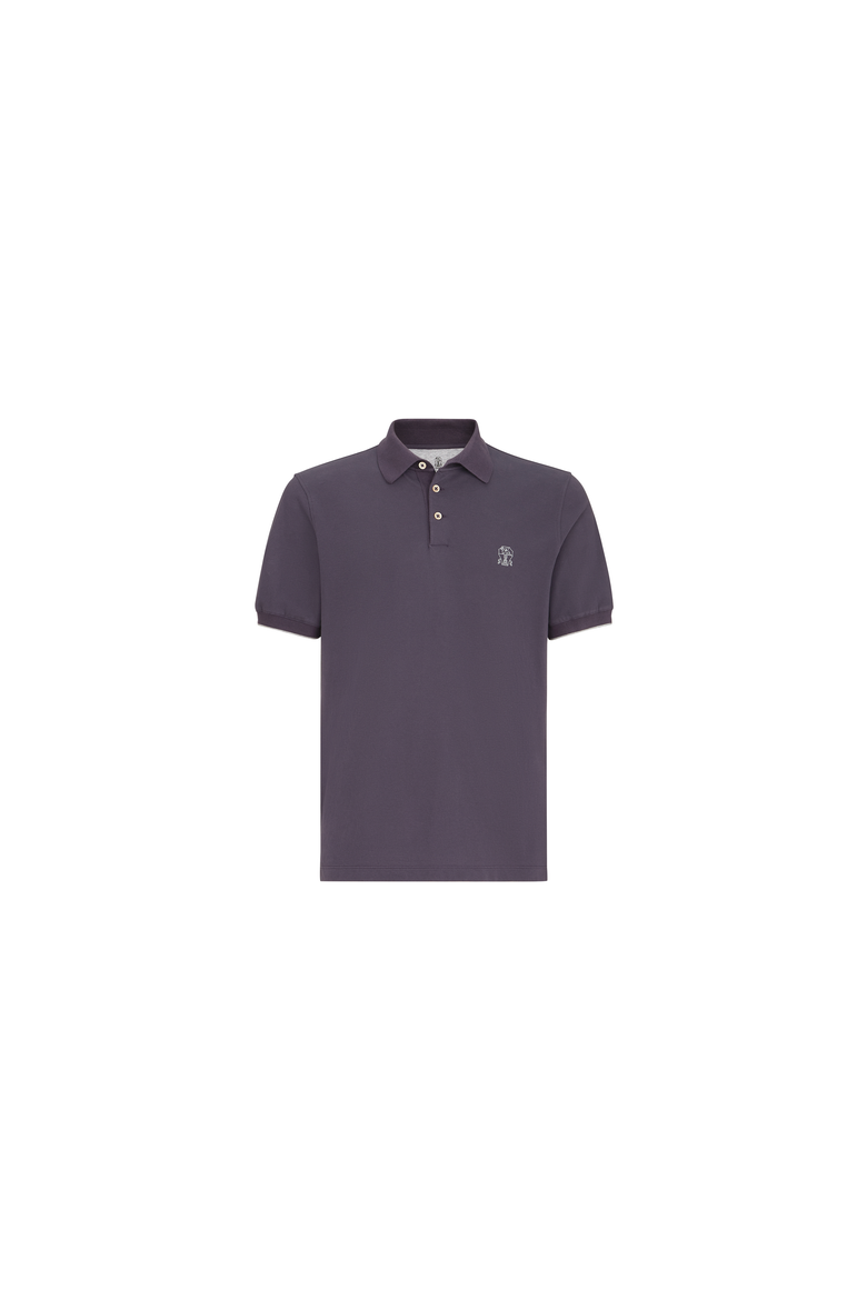 Cotton piqué polo shirt with logo, Alternate, color, Purple