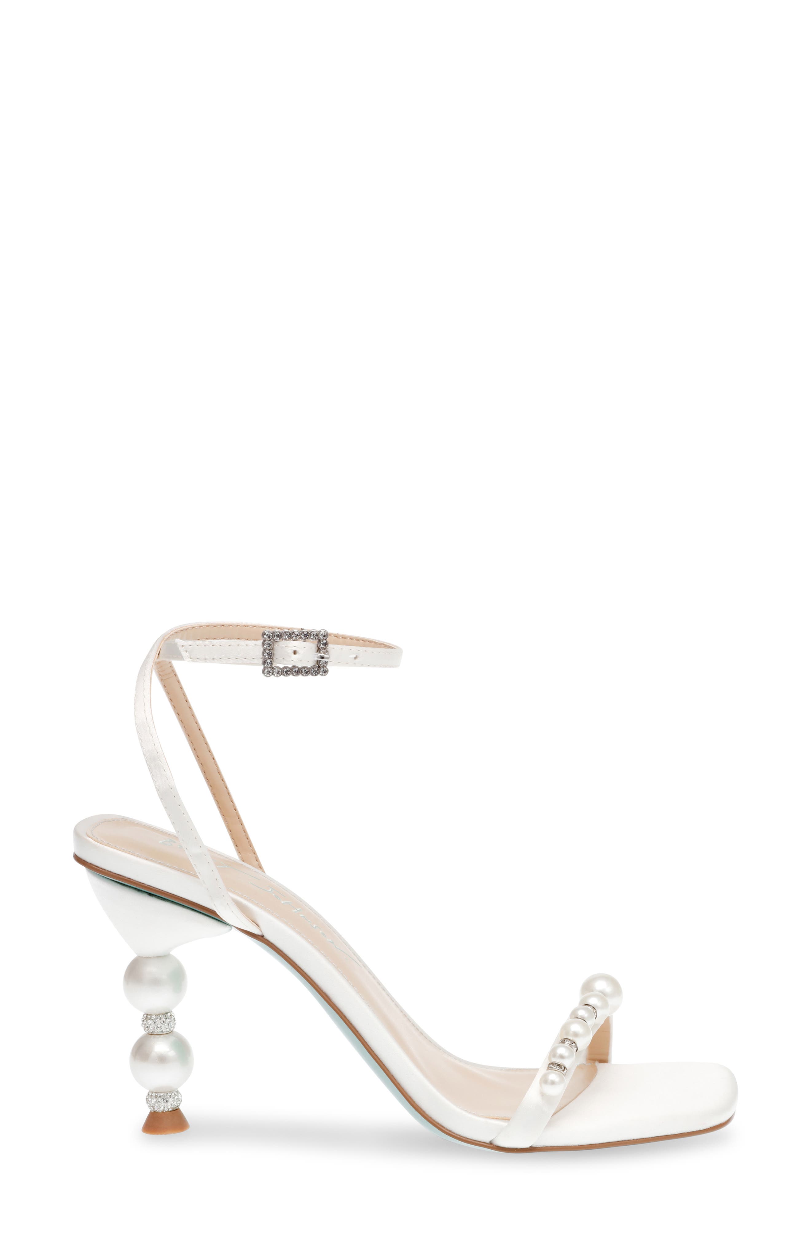 Jacy Imitation Pearl Ankle Strap Sandal, Alternate, color, IVORY