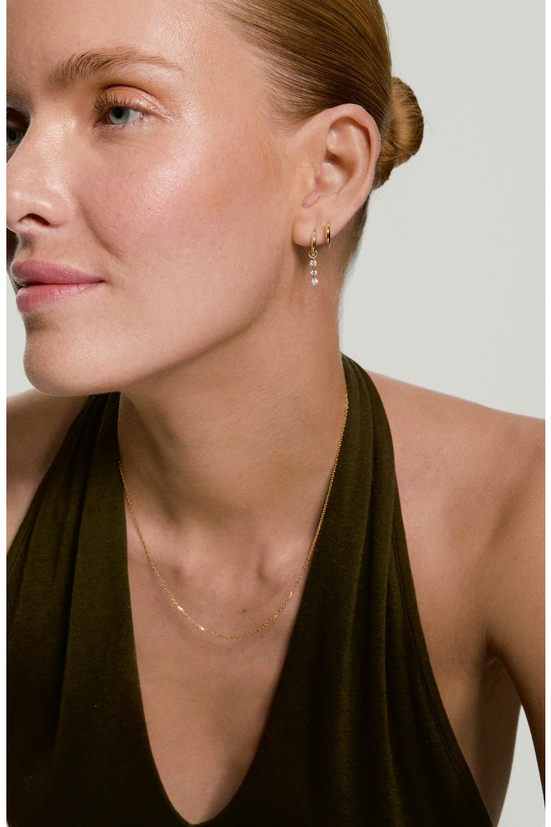 Triple Set Lab Grown Diamond Hoop Charm, Alternate, color, Yellow Gold