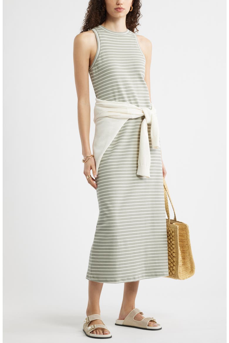 Stretch Cotton Microrib Tank Dress, Alternate, color, GREEN- IVORY RITA STRIPE