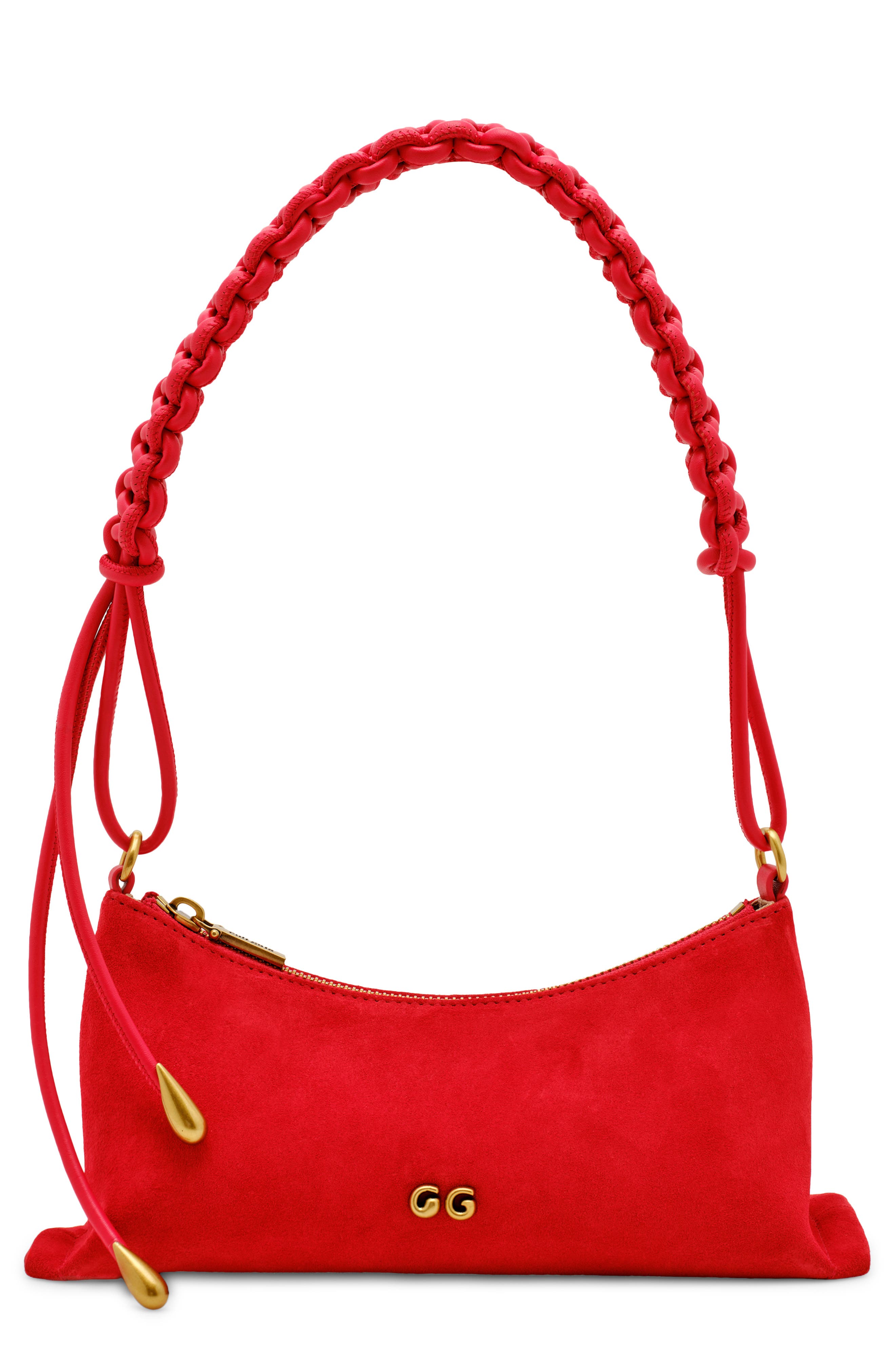 Cult Gaia Osa Suede Shoulder Bag, Main, color, Vermilion