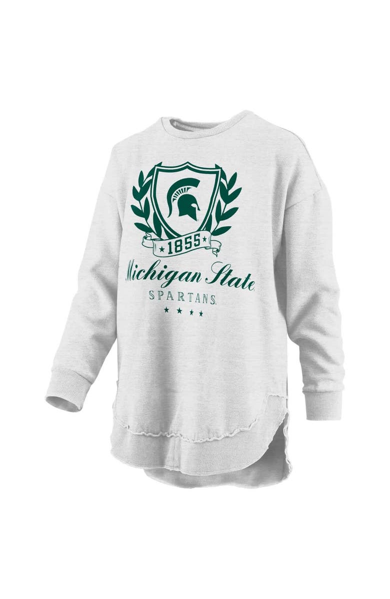 PRESSBOX Women's Pressbox Heather Gray Michigan State Spartans Field Day Melange Poncho Pullover Sweatshirt, Alternate, color, Heather Gray